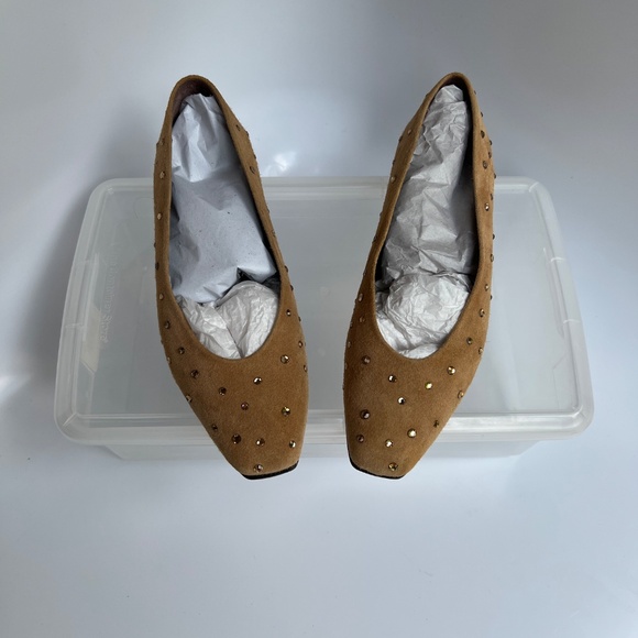 Yves Saint Laurent Ballet Flat Tan Suede / Rhinestone Size US 6M - Picture 12 of 13